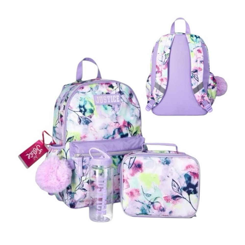 Justice Lavender Floral Print Backpack Set